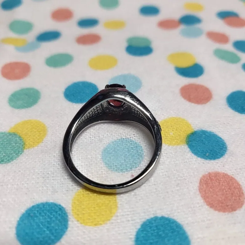 Mozambique Garnet Men's Stainless Steel Ring